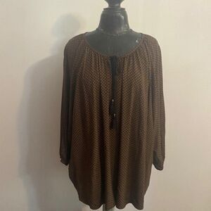 Prescott New York Black/Brown diamond pattern tunic, size 2X